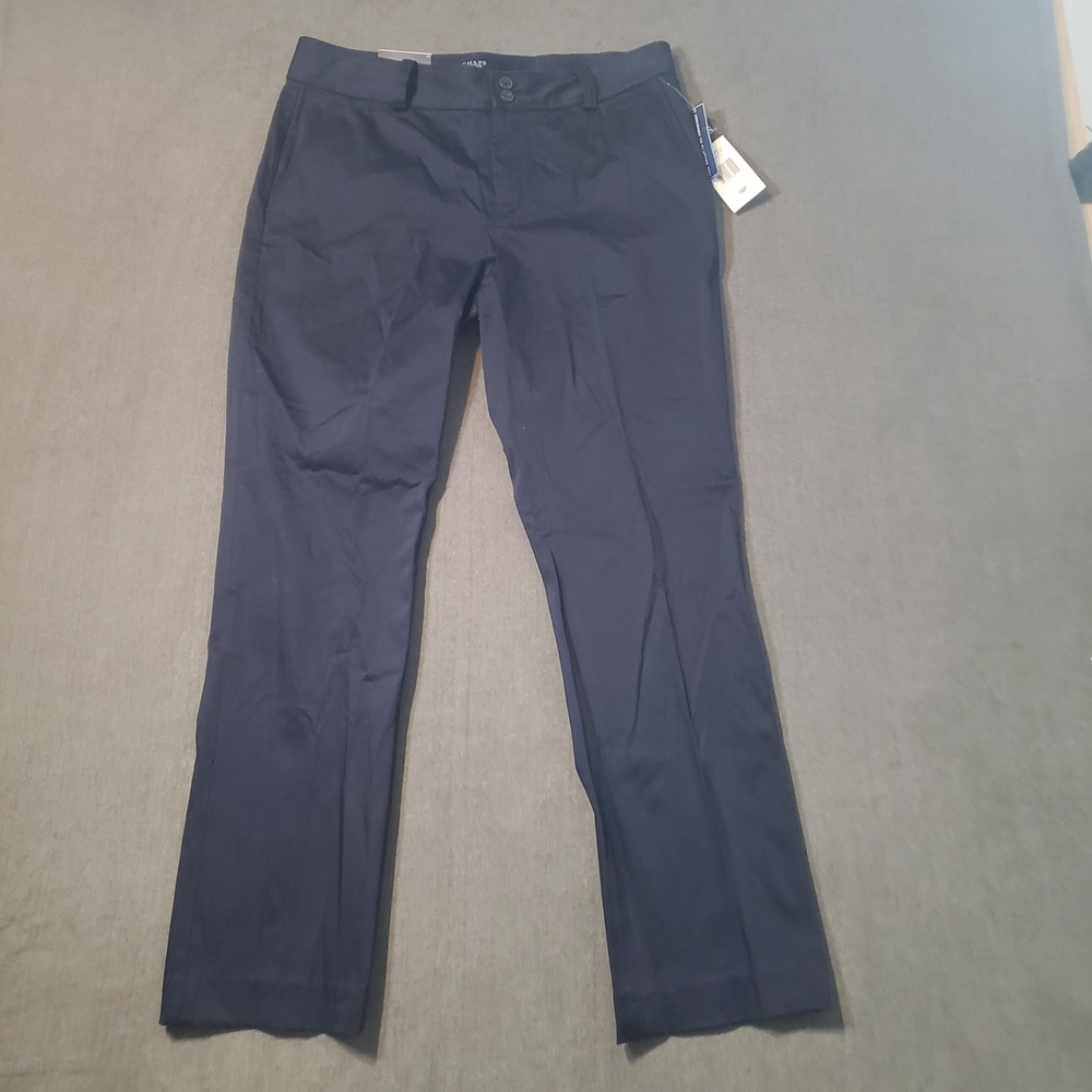 Chaps Slimming Fit Pants Womens 10P Navy Blue Straight Leg Petite Regular NWT